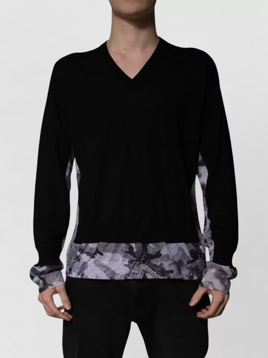 Dolce&Gabbana virgin wool camouflage v-neck sweater