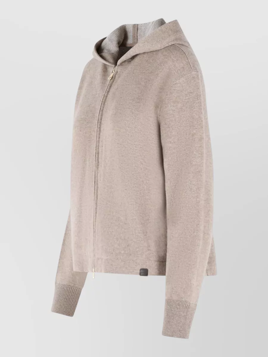 Max Mara Cashmere Virgin Wool Hooded Knit Sweatshirt