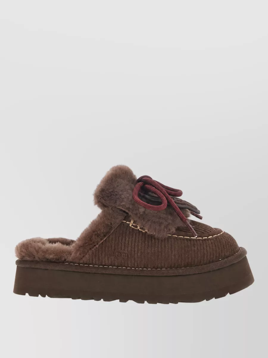 Ugg Leather Shearling Platform Slippers