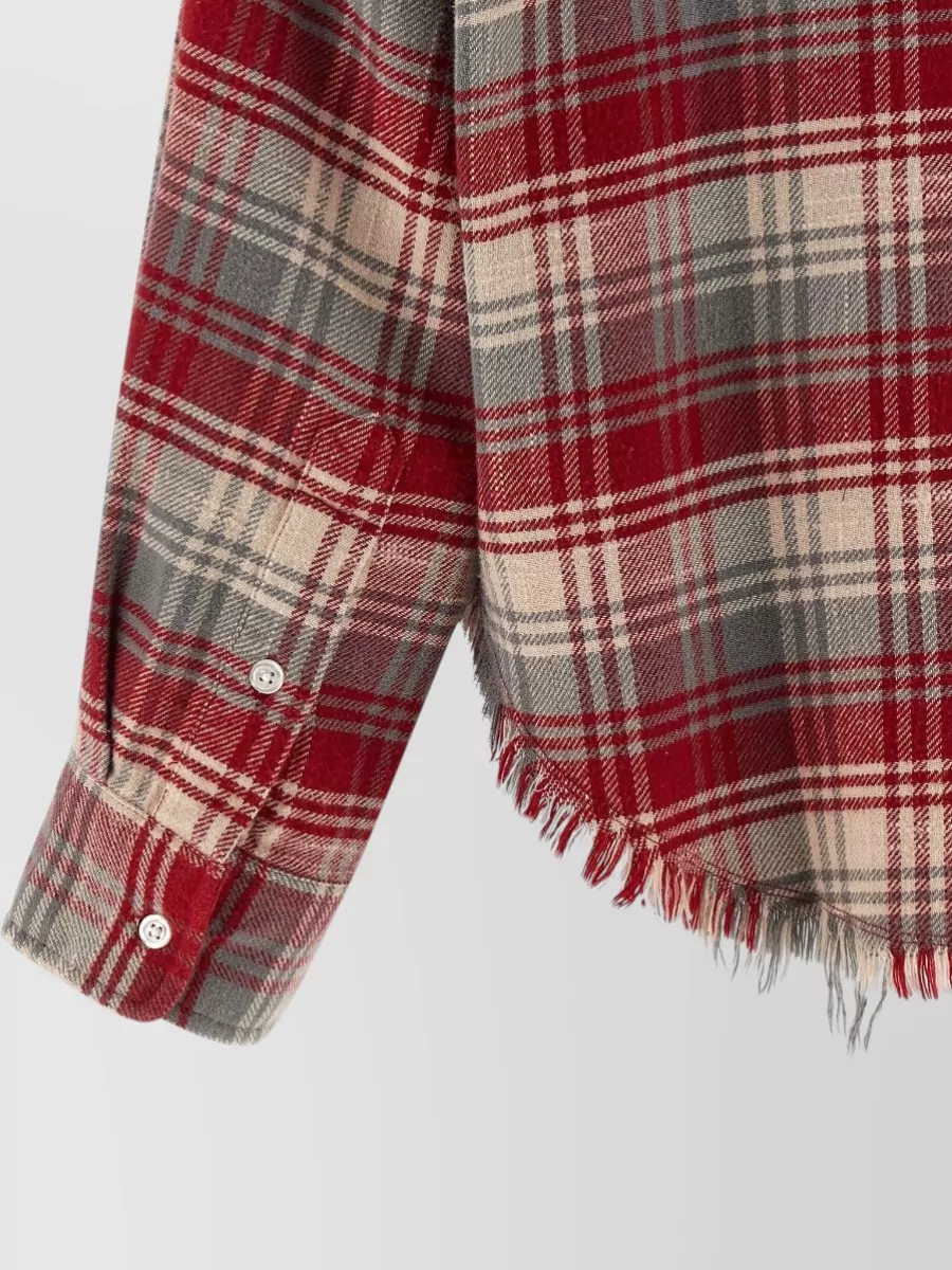 R13 Checked Fringed Cropped Shirt Jacket