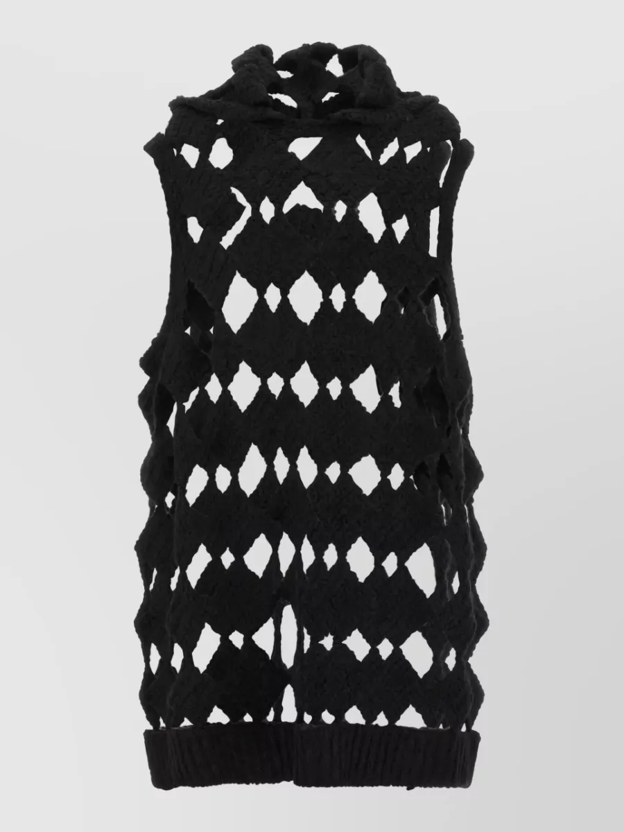 Rick Owens cashmere silk sleeveless hooded knitted top