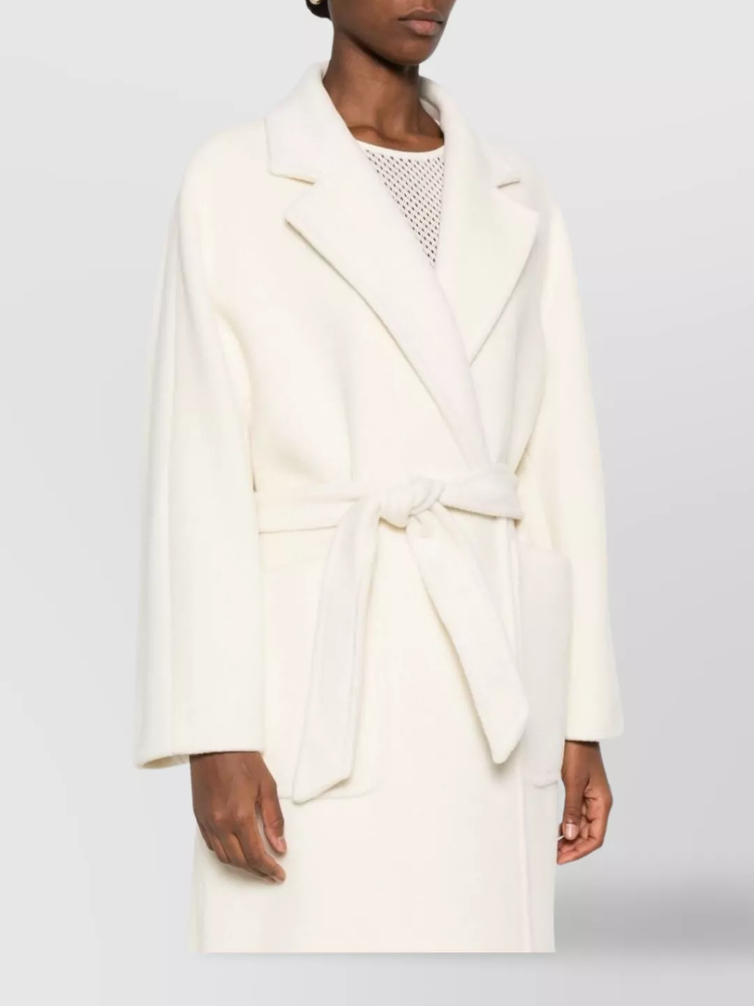 Tagliatore Long Wool Coat Featuring Belted Waist
