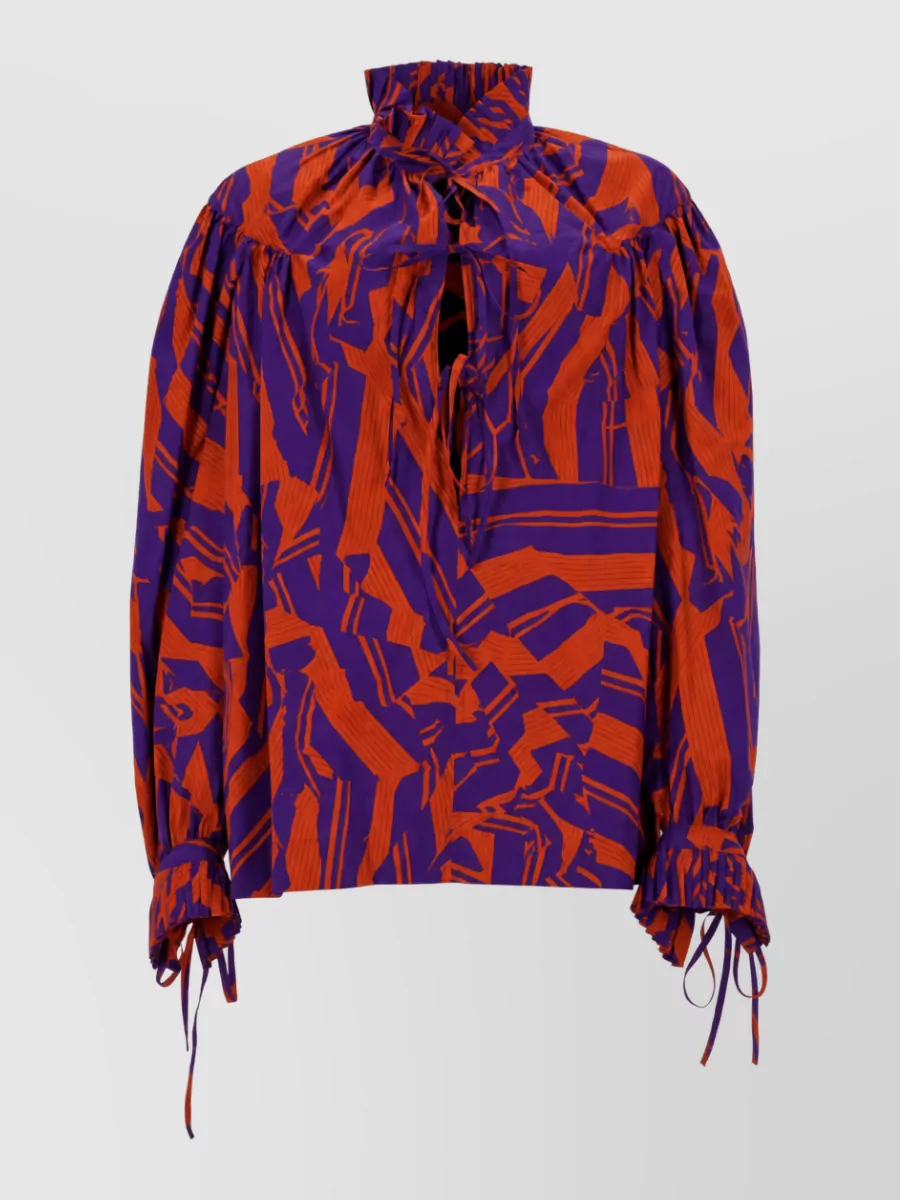 Dries Van Noten Catya Blouse High Neck Drawstring Detail