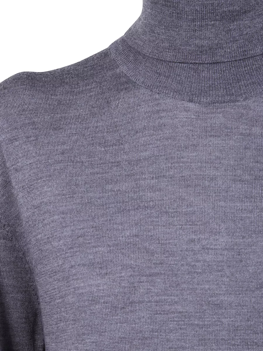Totême Wool Silk Turtleneck Long-Sleeve Midi Knitted Dress