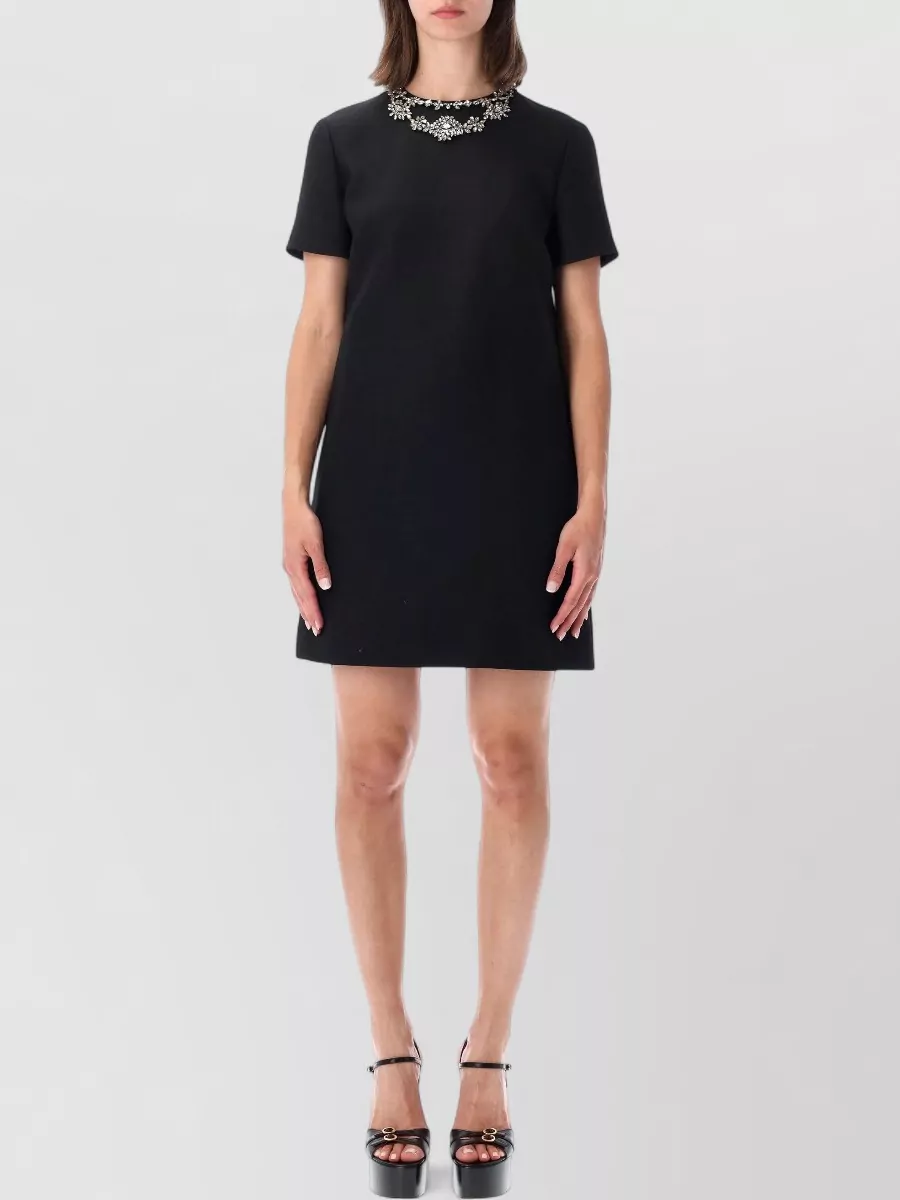 Valentino Garavani wool silk crystal embellished mini dress