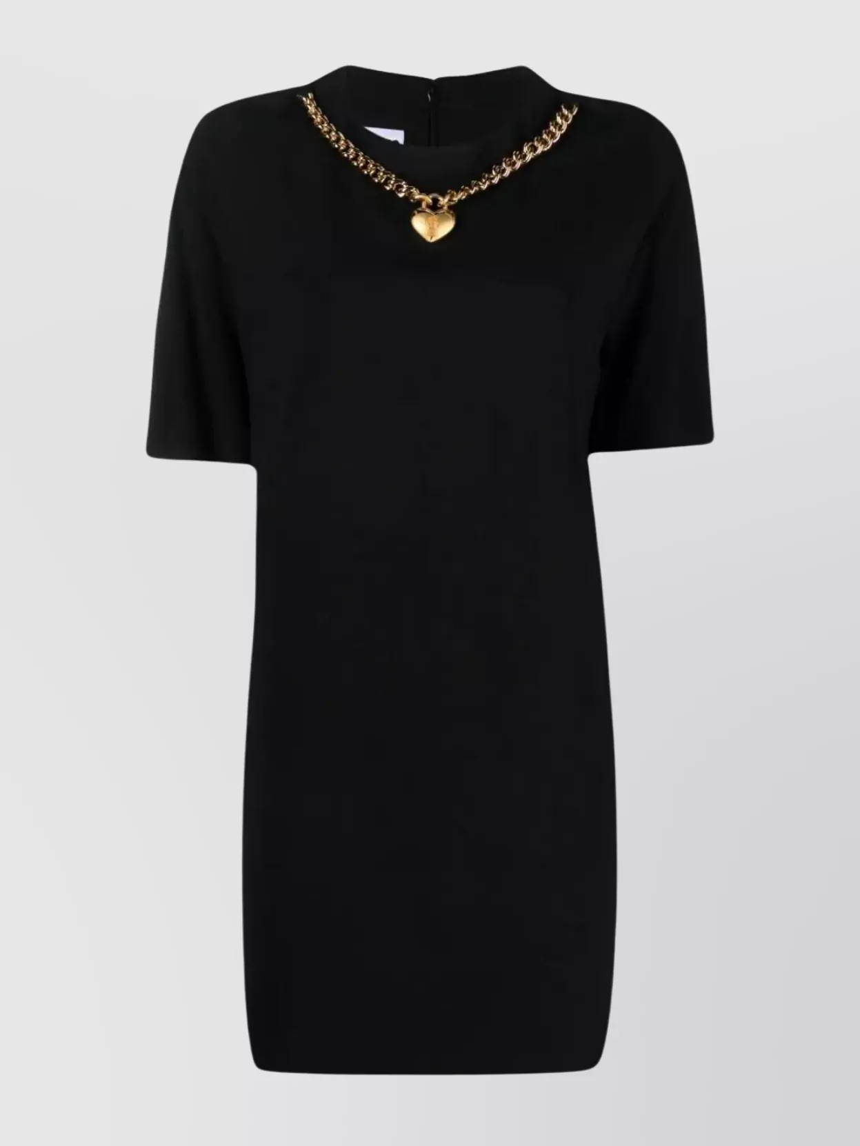 Moschino Dress With Gold Chain And Heart Pendant In Black