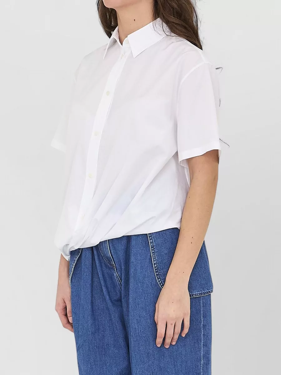 Loewe Cotton Draped Asymmetric Short-Sleeve Shirt