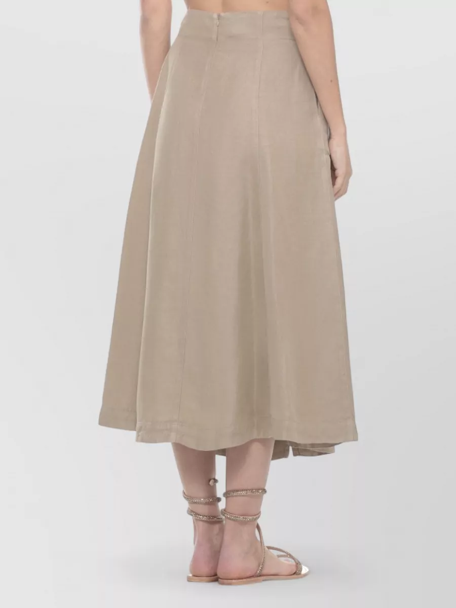 120% Lino Linen Knee-Length Skirt
