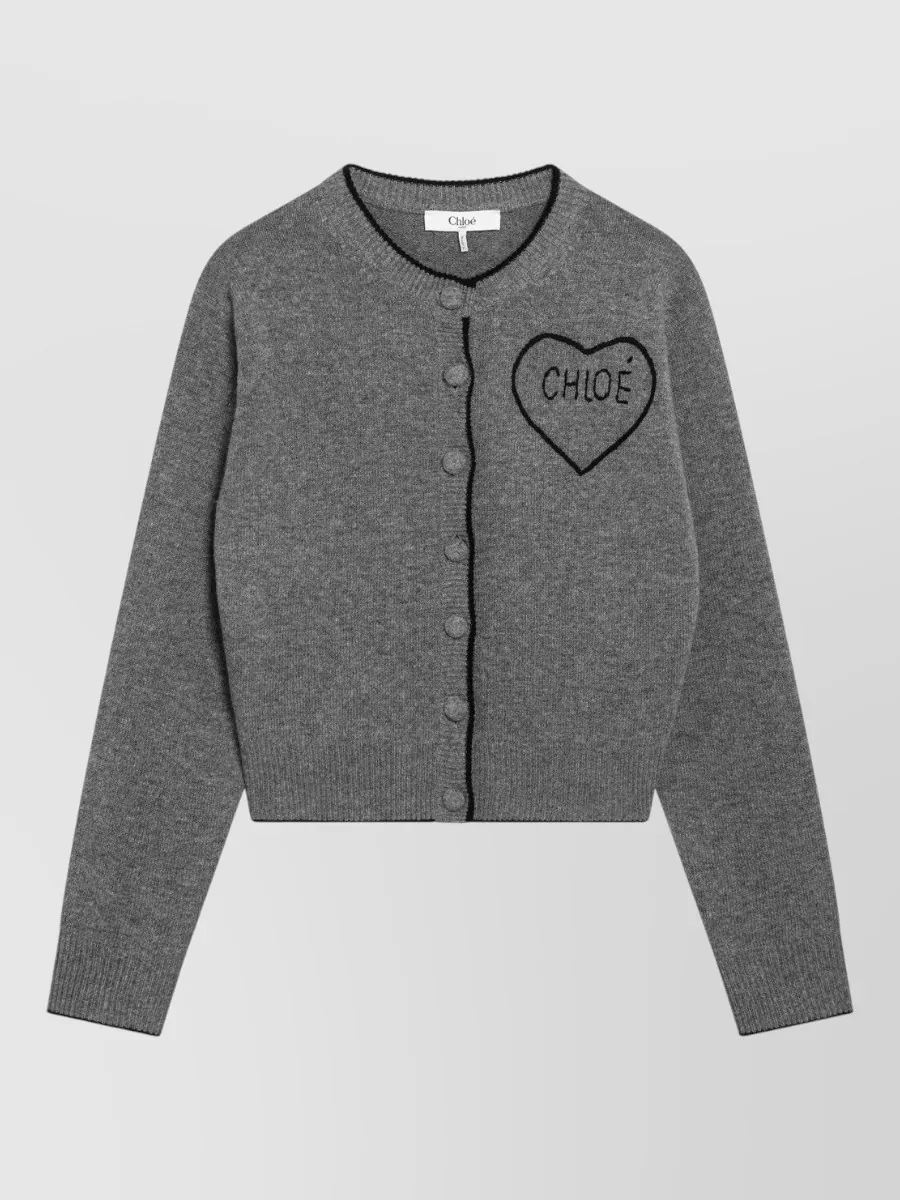 Chloé Ribbed slim-fit logo cardigan