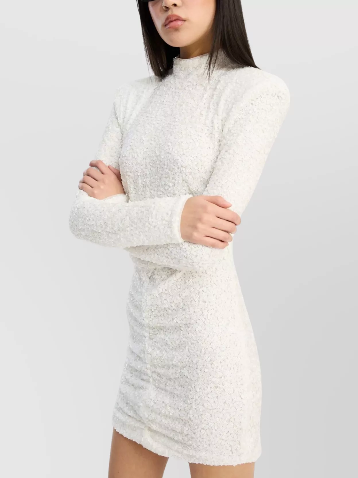 Rotate Fitted Dress With High Neckline And Sequins