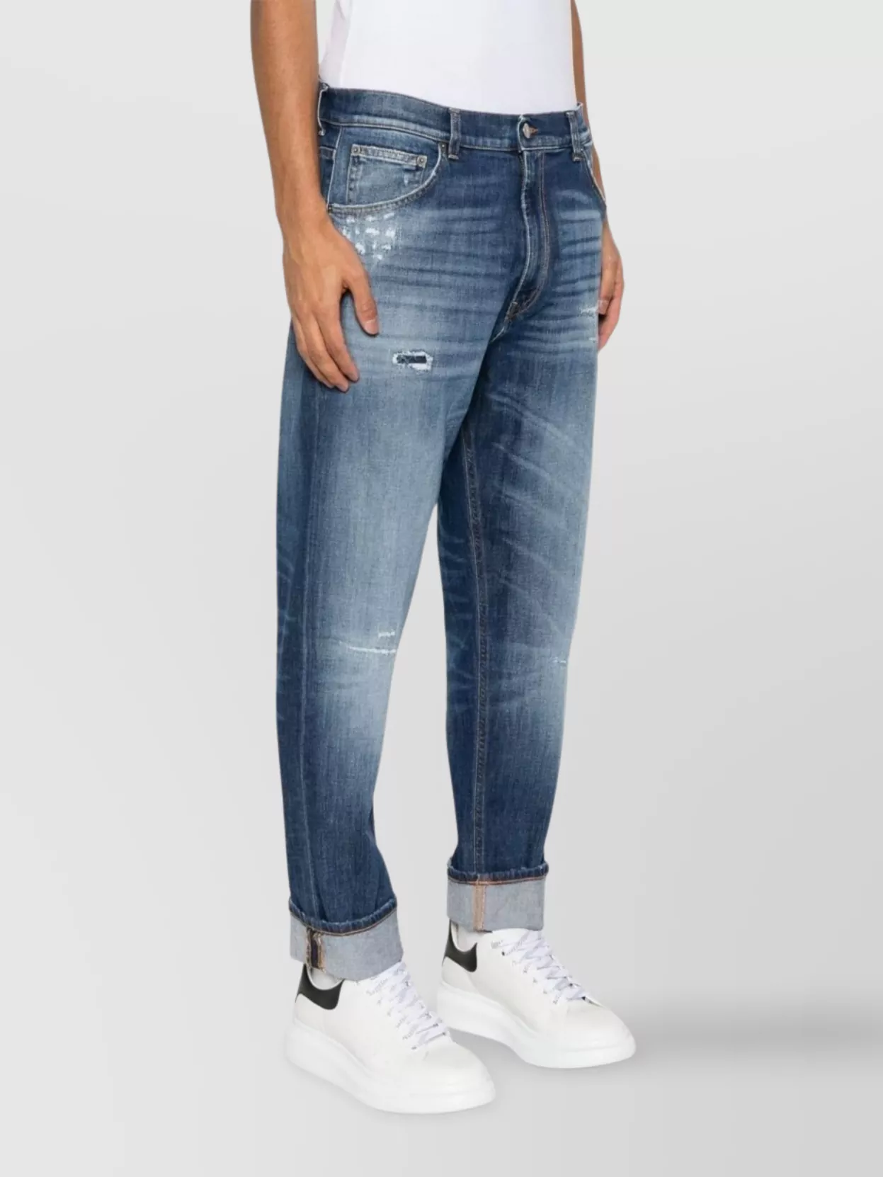 Dondup Distressed Denim Trousers Belt Loops