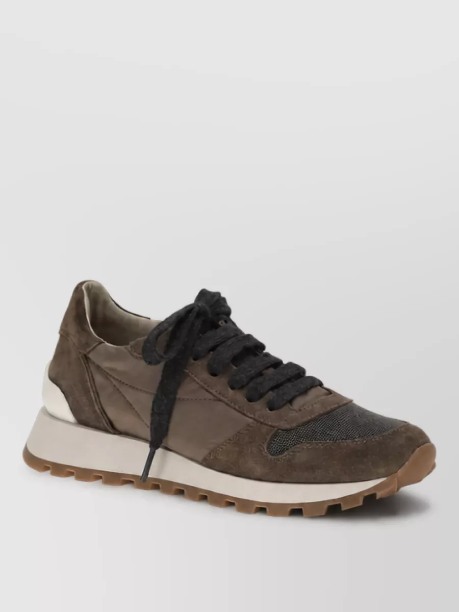 Brunello Cucinelli calf leather lace-up sneakers