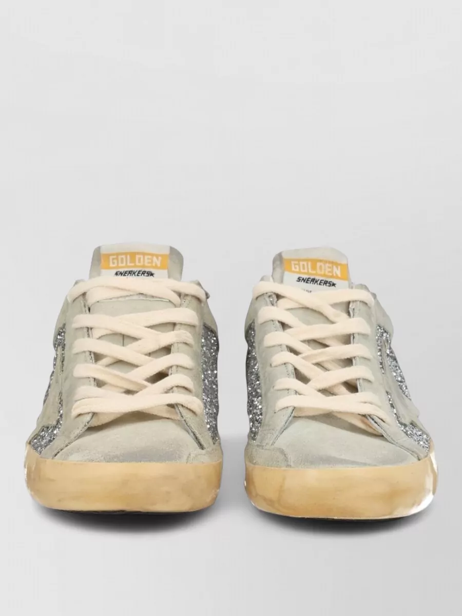Golden Goose Sneakers Glitter Detail Perforated Side Star Motif