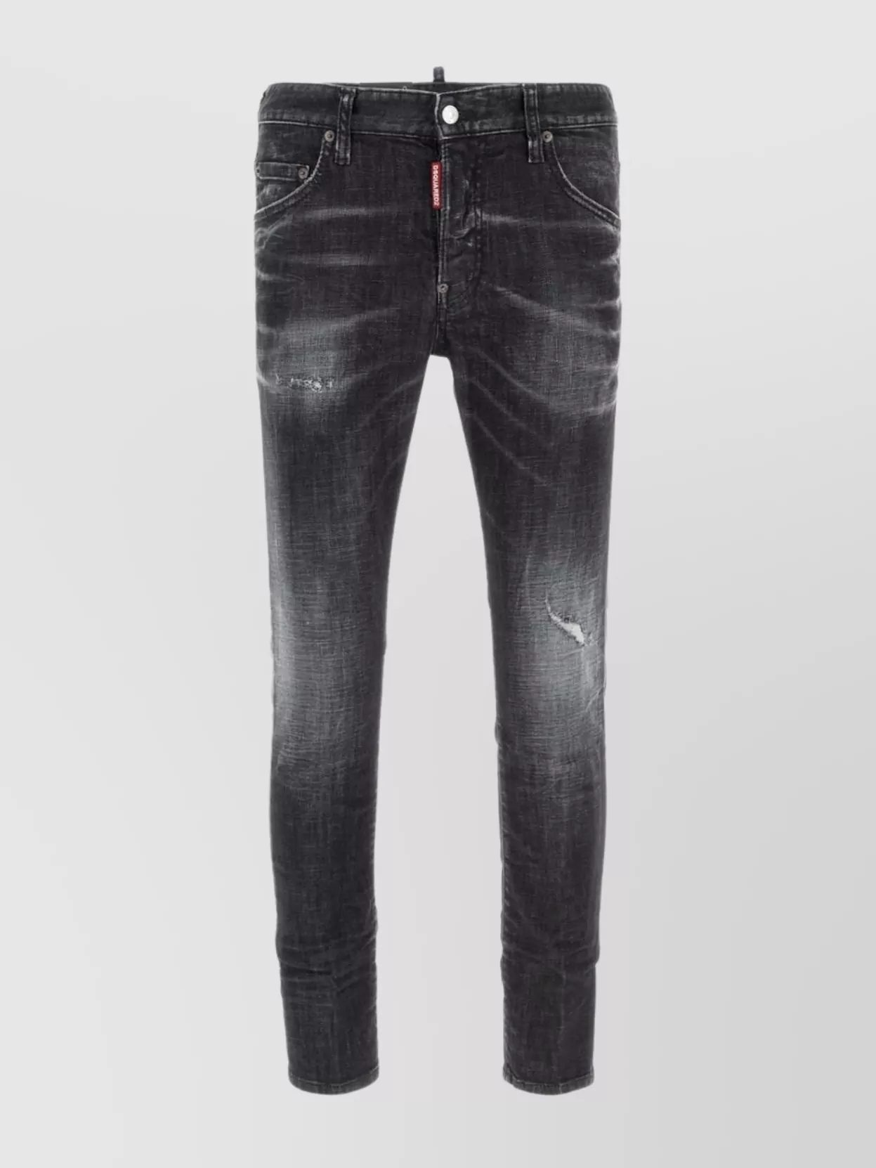 Dsquared2 Cool Gut Black Jeans With Belt Loops And Faded Effect In Denim Man In Black