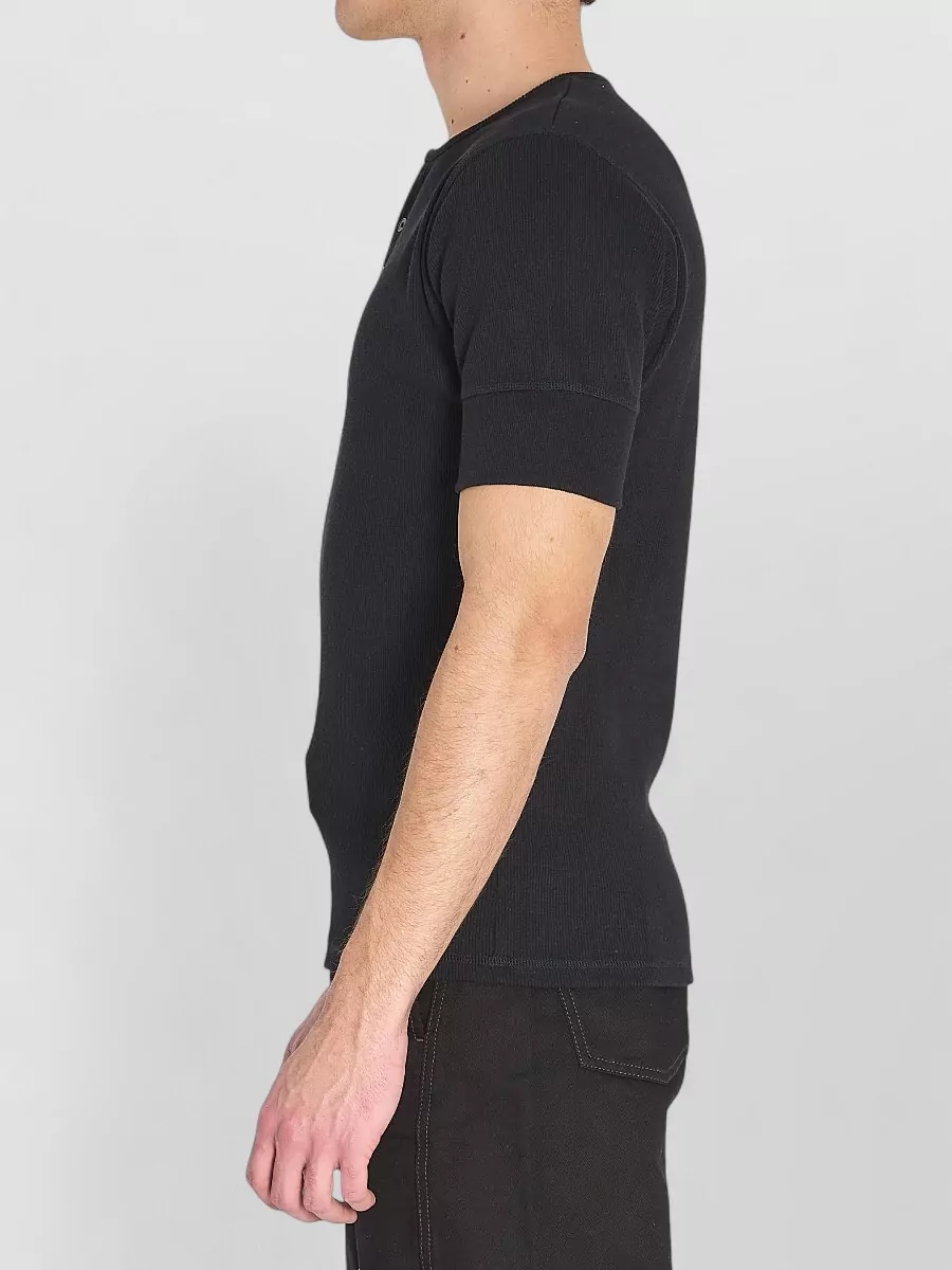 Lemaire Ribbed Henley Polo Shirt Stretch Blend