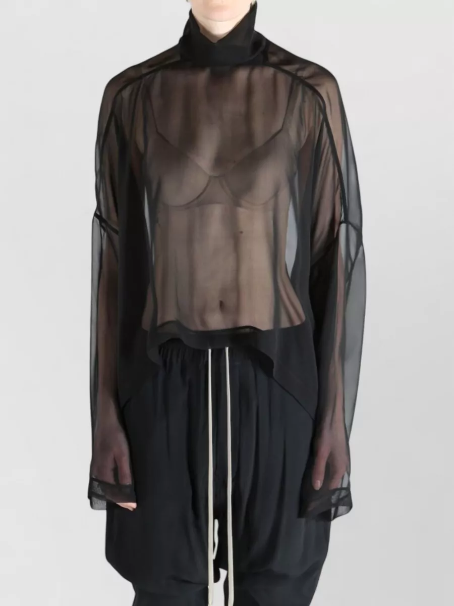 Rick Owens Long Sleeve Sheer Top High Low Hem