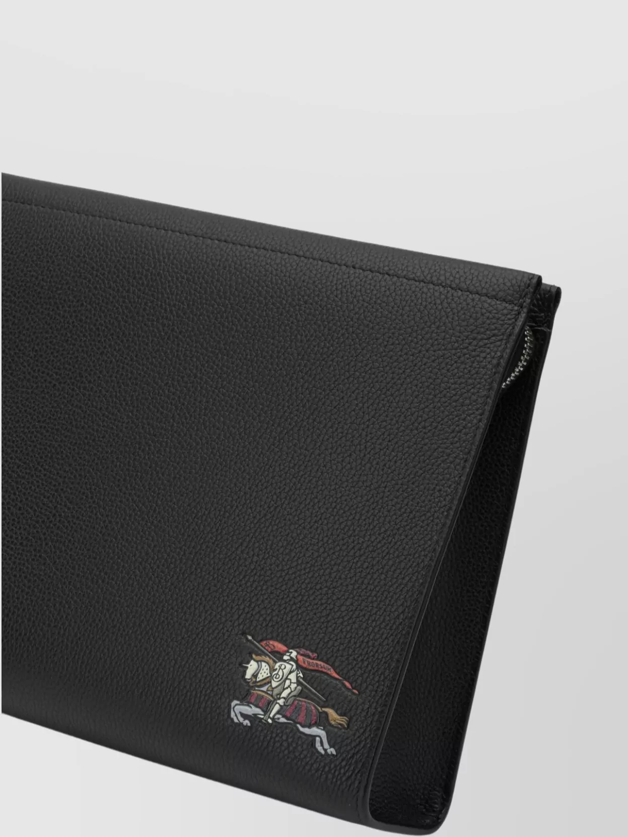 Burberry Textured Leather Clutch Embroidered Detail