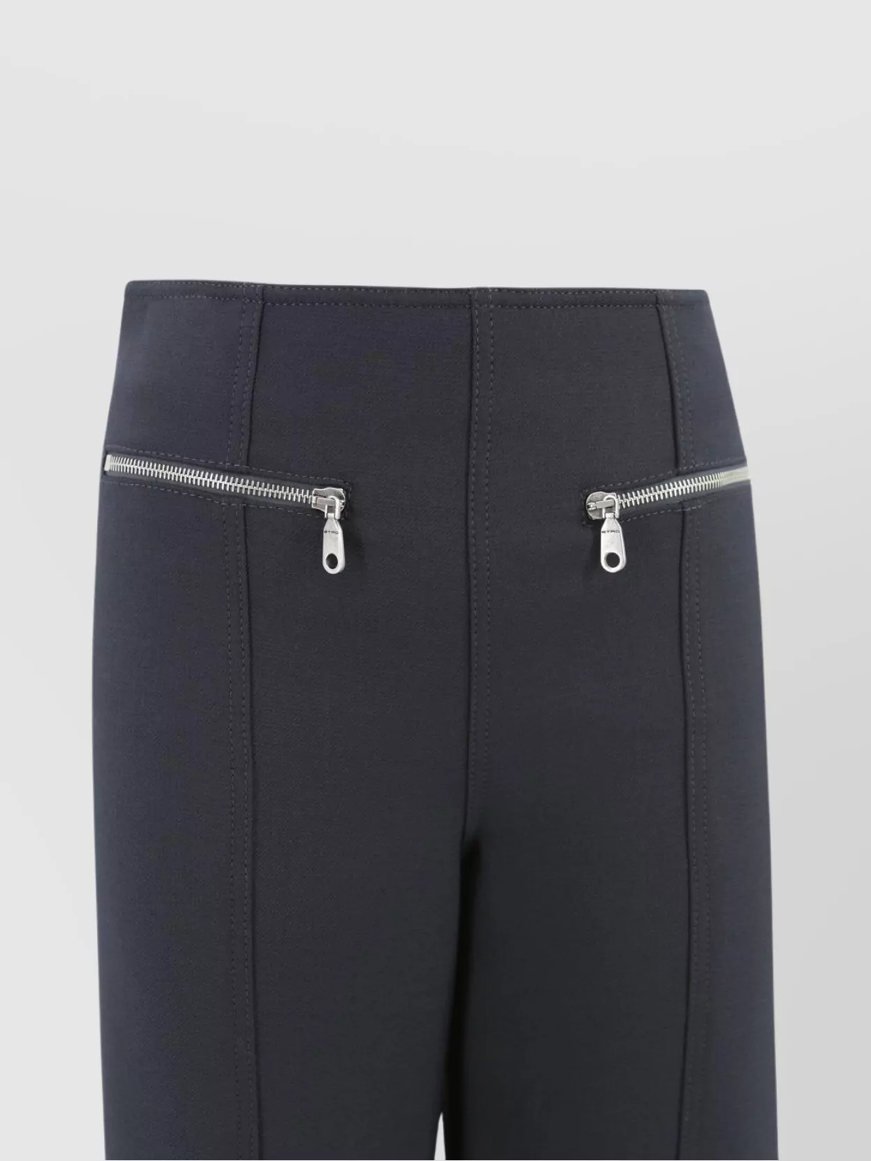 Etro High Waist Straight Trousers With Silver Zips