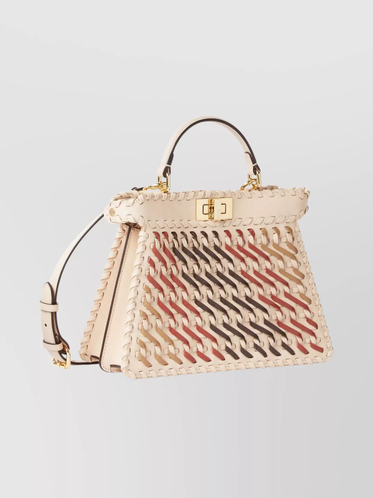 Fendi Woven Clutch Bag Adjustable Strap Top Handle