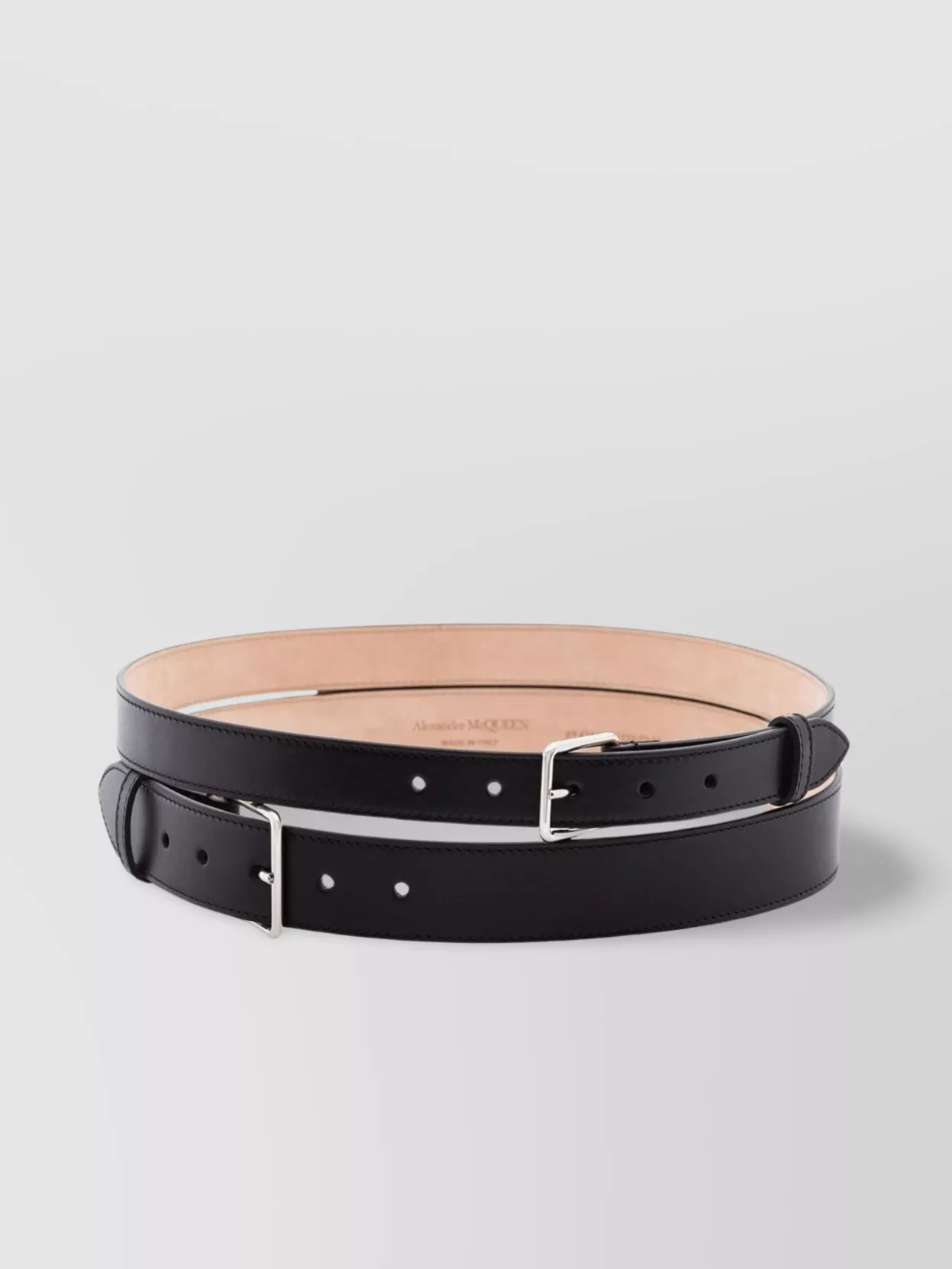 Shop Alexander Mcqueen 6cm Wide Smooth Leather Double Strap With Silver-tone Hardware In Black