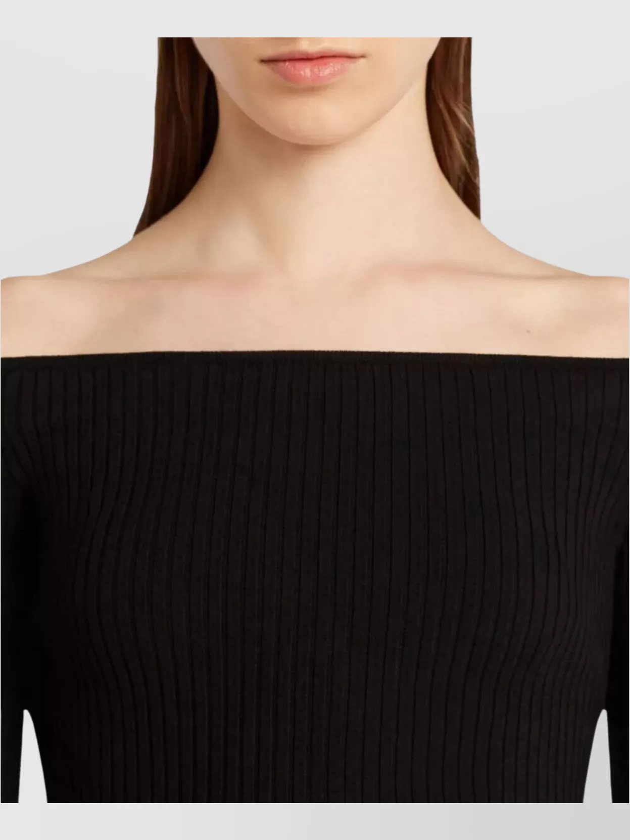 Courrèges Shoulderless Ribbed Knit Top In Black