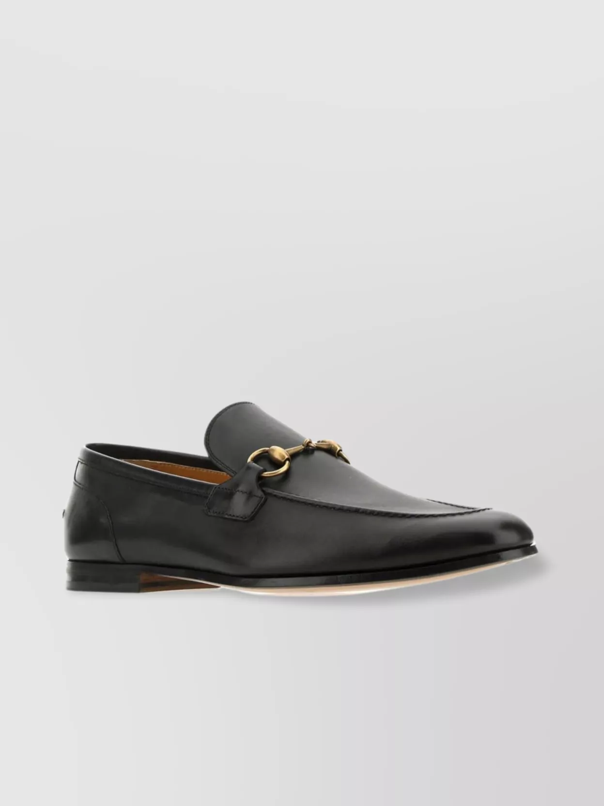 Shop Gucci Leather Loafers With Horsebit Detail And Round Toe