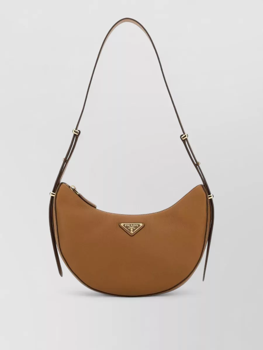 Prada Leather Shoulder Bag Curved Shape Strap