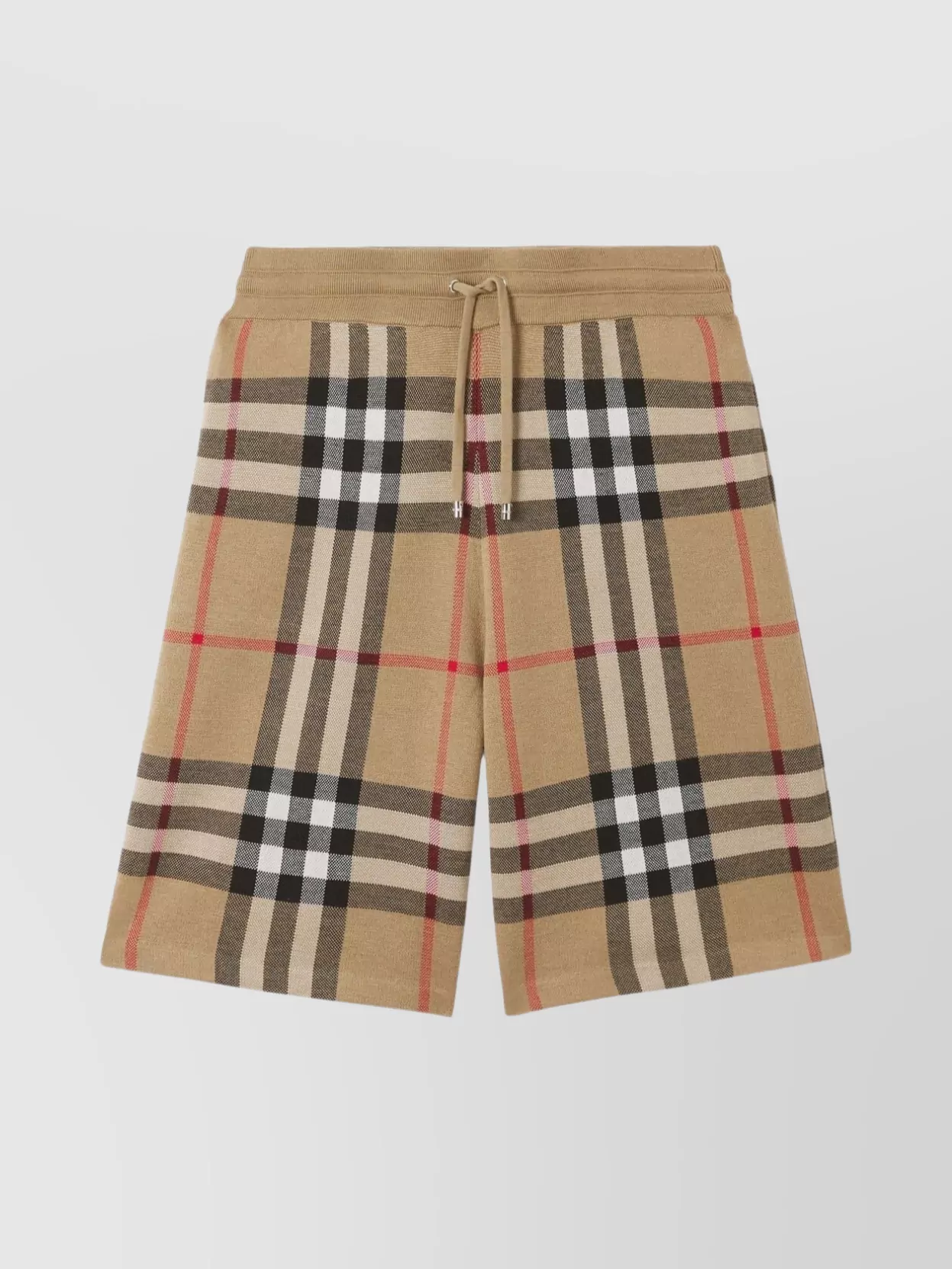 Shop Burberry Drawstring Waist Checkered Shorts In Brown