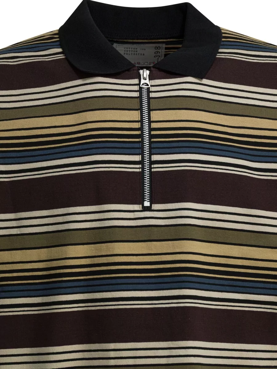 Sacai Polo Shirts Ribbed Collar Short Sleeves Stripes