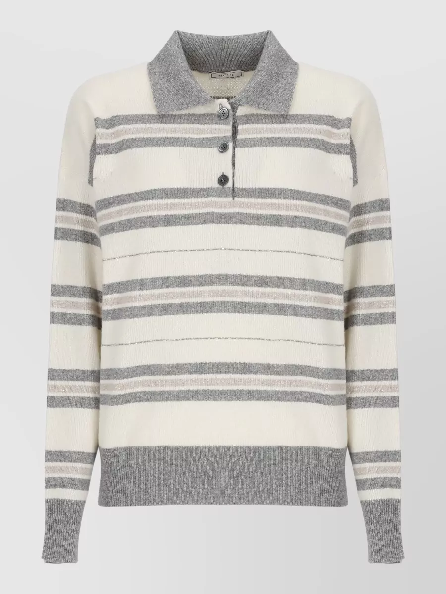 Peserico wool silk cashmere striped crewneck sweater