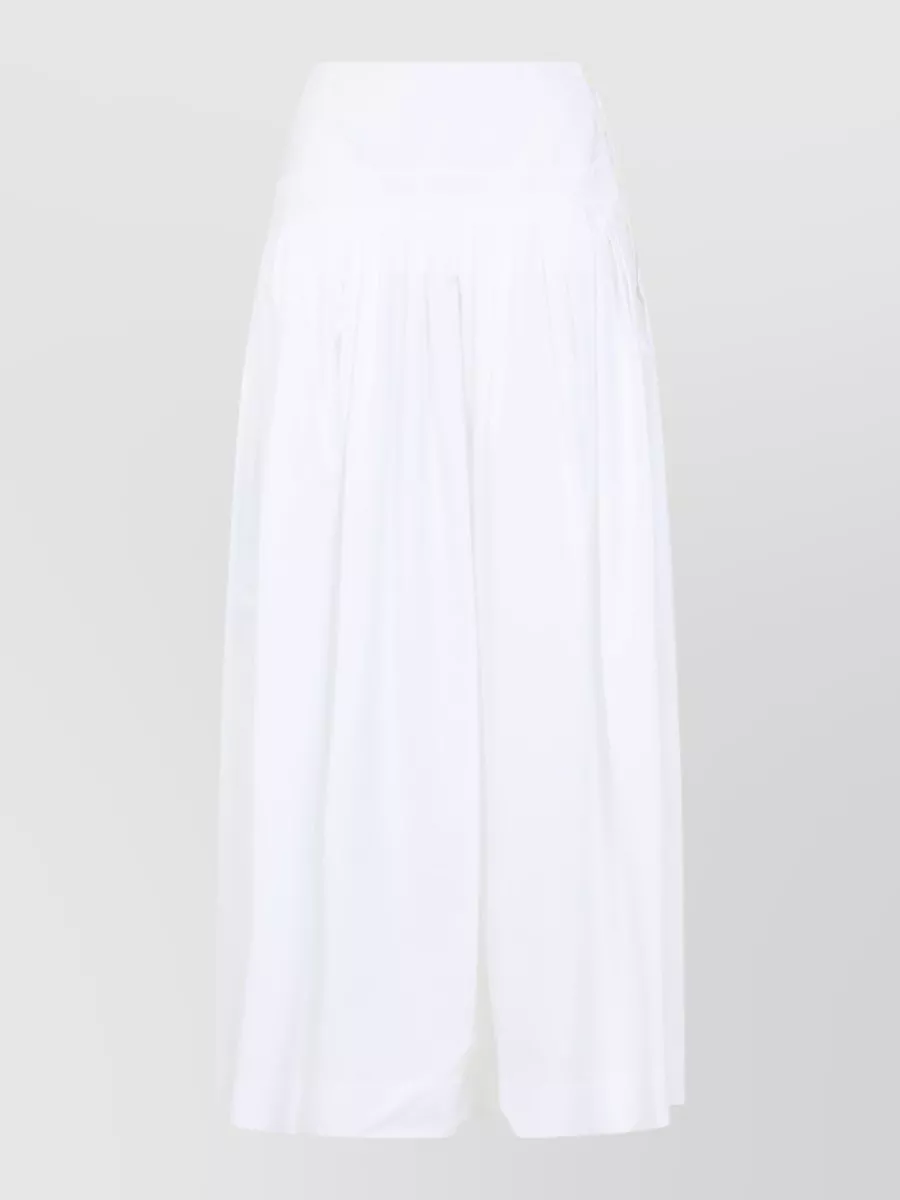 Lanvin Basque Midi Skirt Pleated Cotton Charmeuse