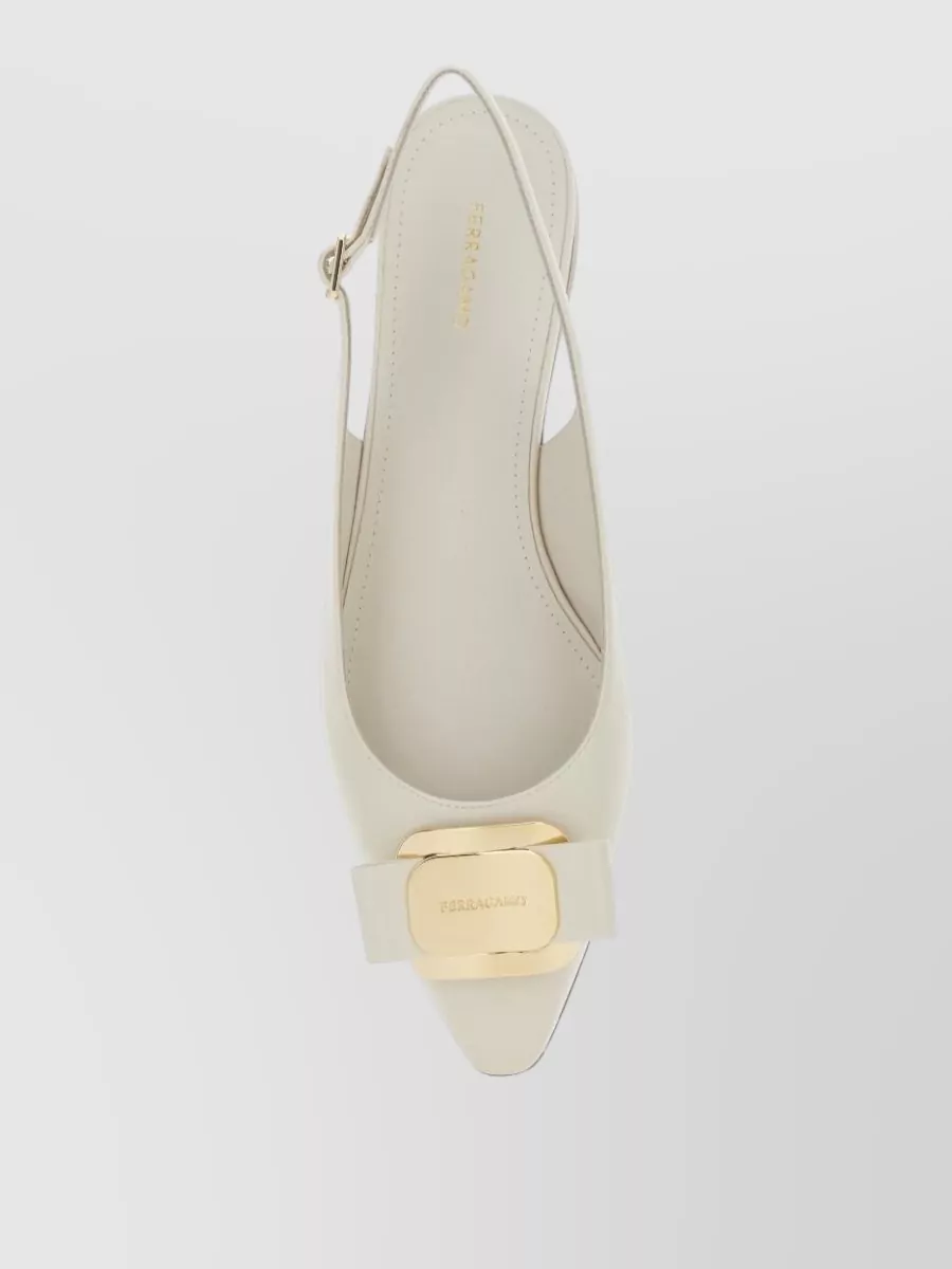 Ferragamo Slingback Pumps Gold Tone Hardware Leather