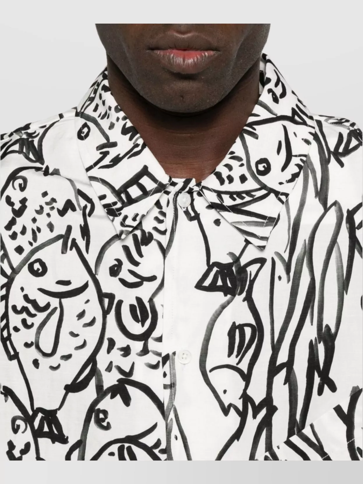 Jacquemus Fish Print Button-Down Collar Shirt