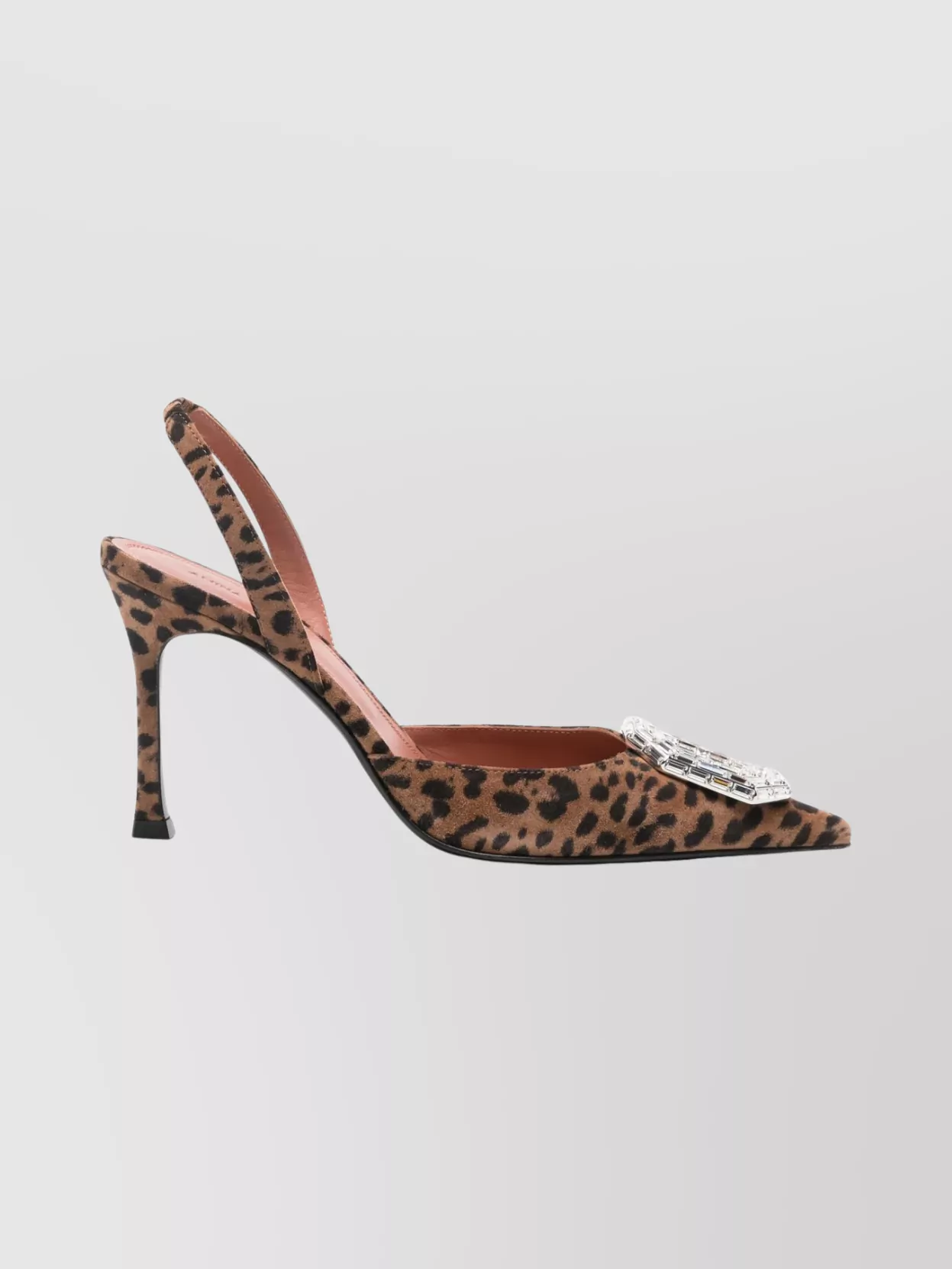 Amina Muaddi Slingback Sandals With Animal Print Detail In Brown