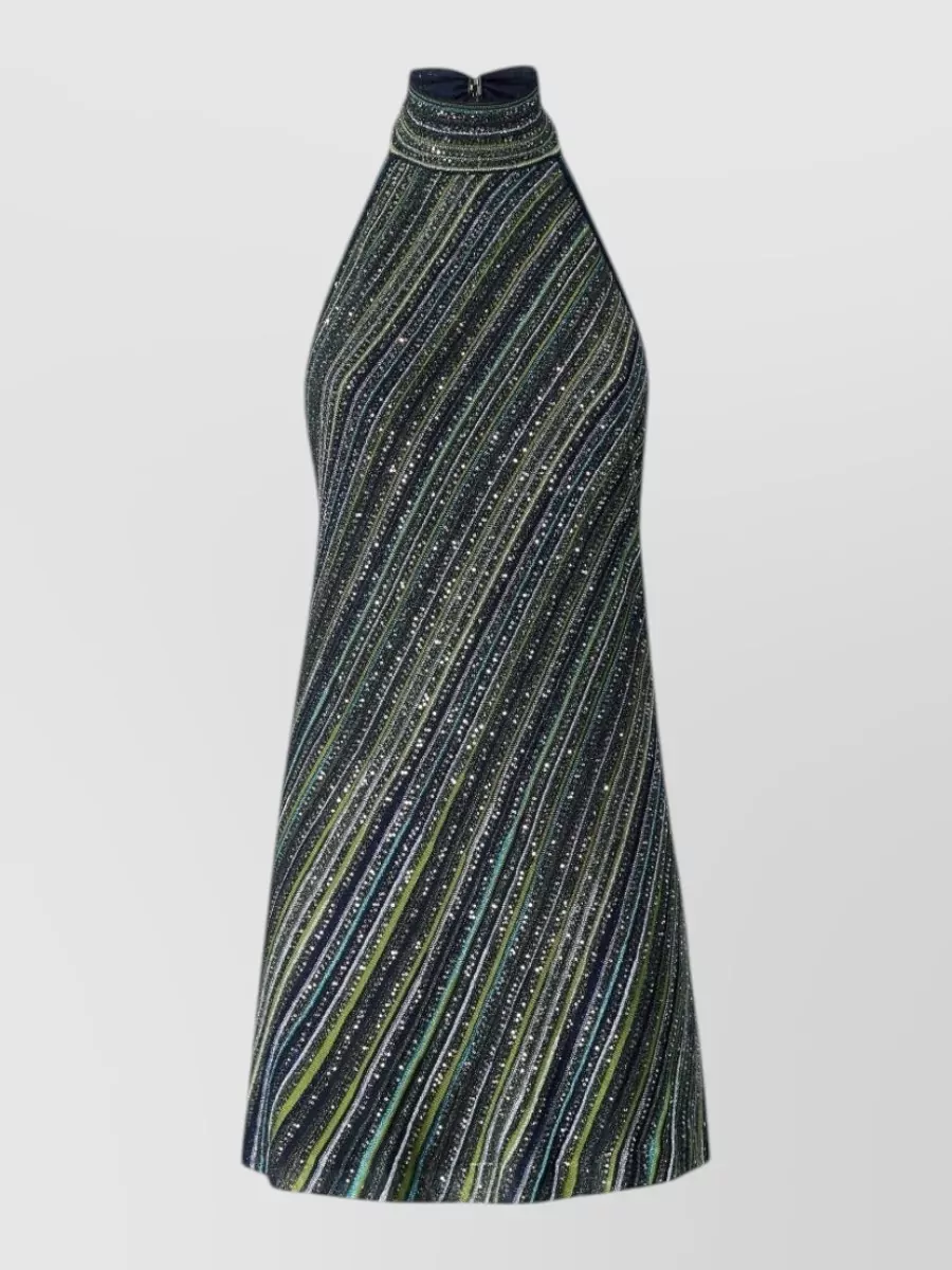 Missoni striped sequined halterneck mini dress