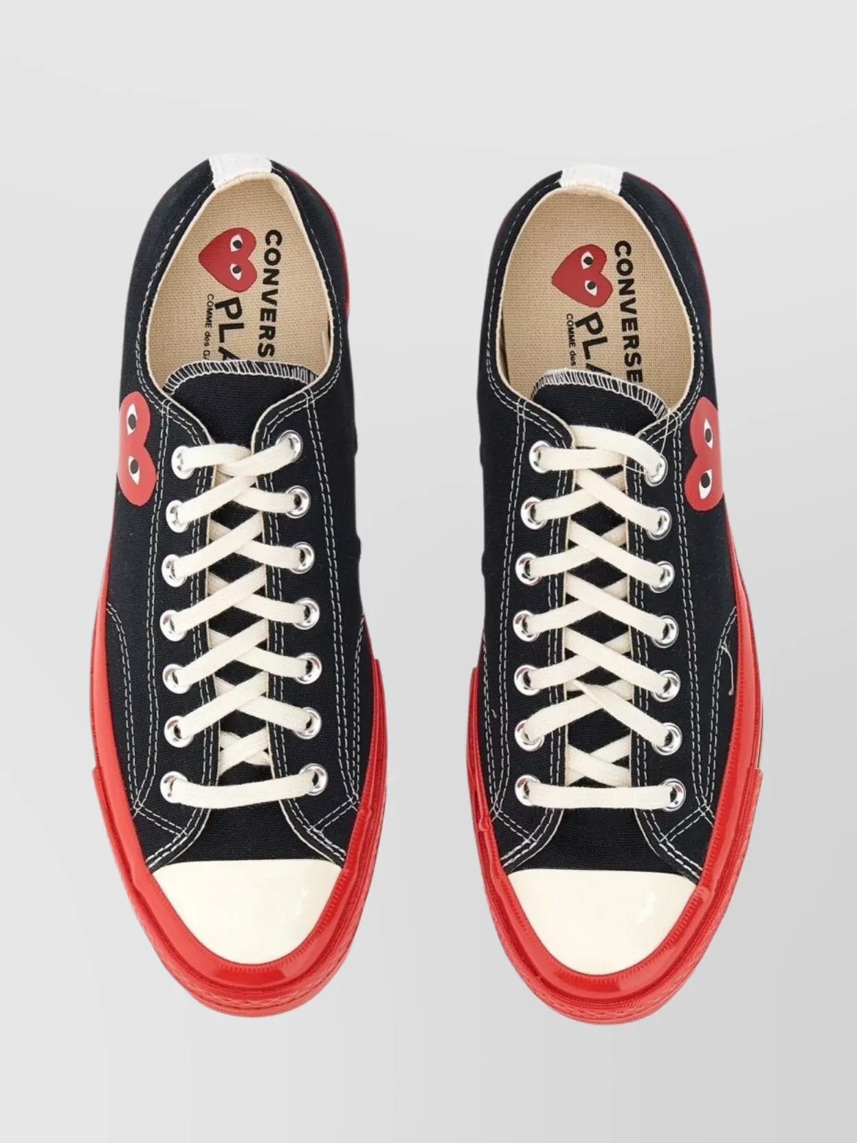 Comme Des Garçons Play Heart Print Canvas Sneaker With Contrast Sole