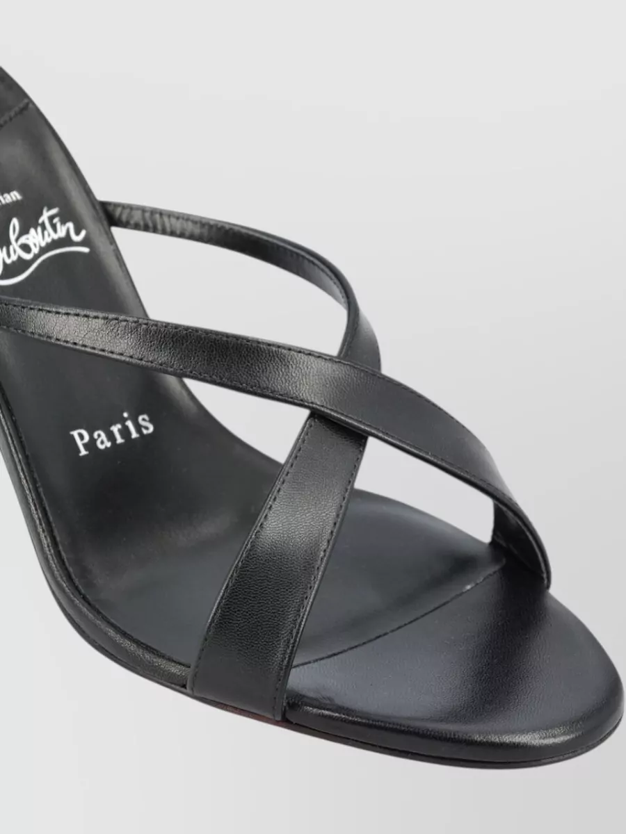 Christian Louboutin Leather Crossover-Strap Stiletto Mules