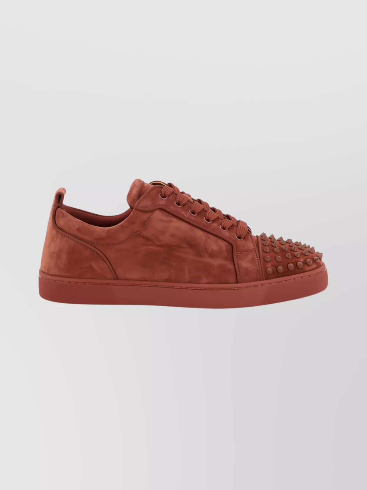 Christian Louboutin Studded Toe Cap Sneakers With Textured Upper In Brown