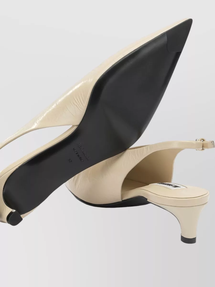 Jil Sander Crackled Leather Slingback Pumps