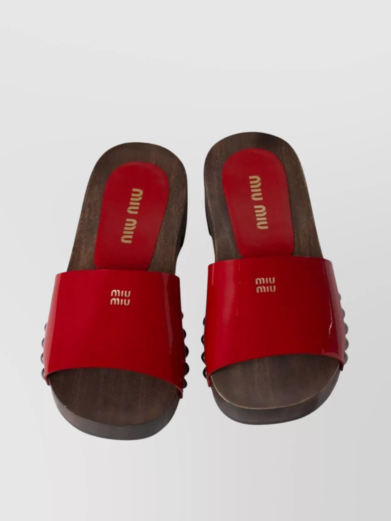 Miu Miu Studded Open Toe Flat Sandals