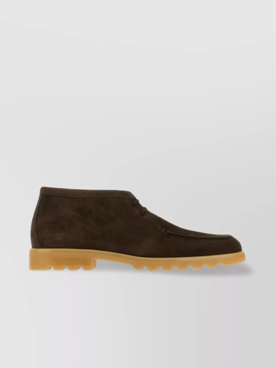 Santoni suede lace-up ankle boots - Brown