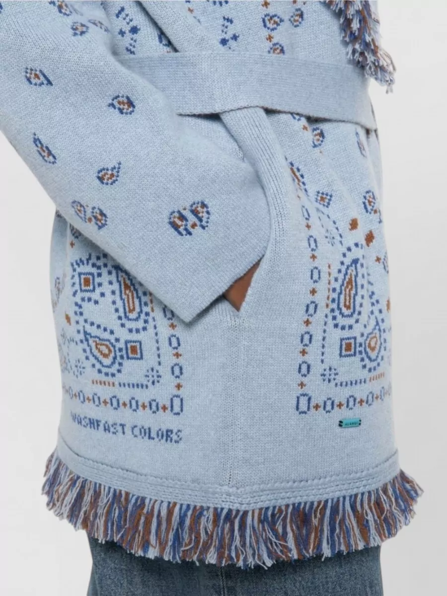 Alanui Cashmere Jacquard Belted Cardigan