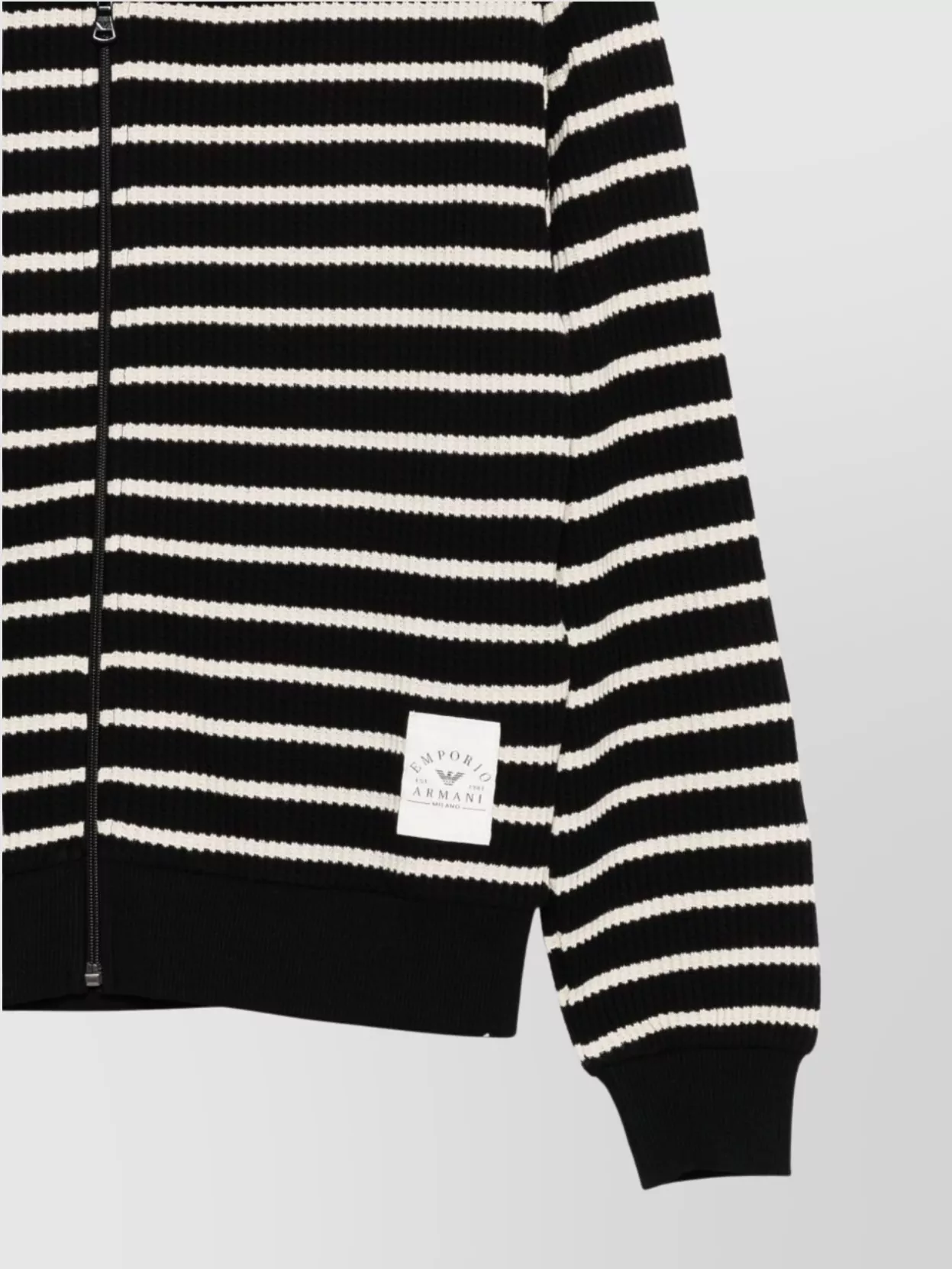 Emporio Armani Hooded Striped Top Ribbed Cuffs