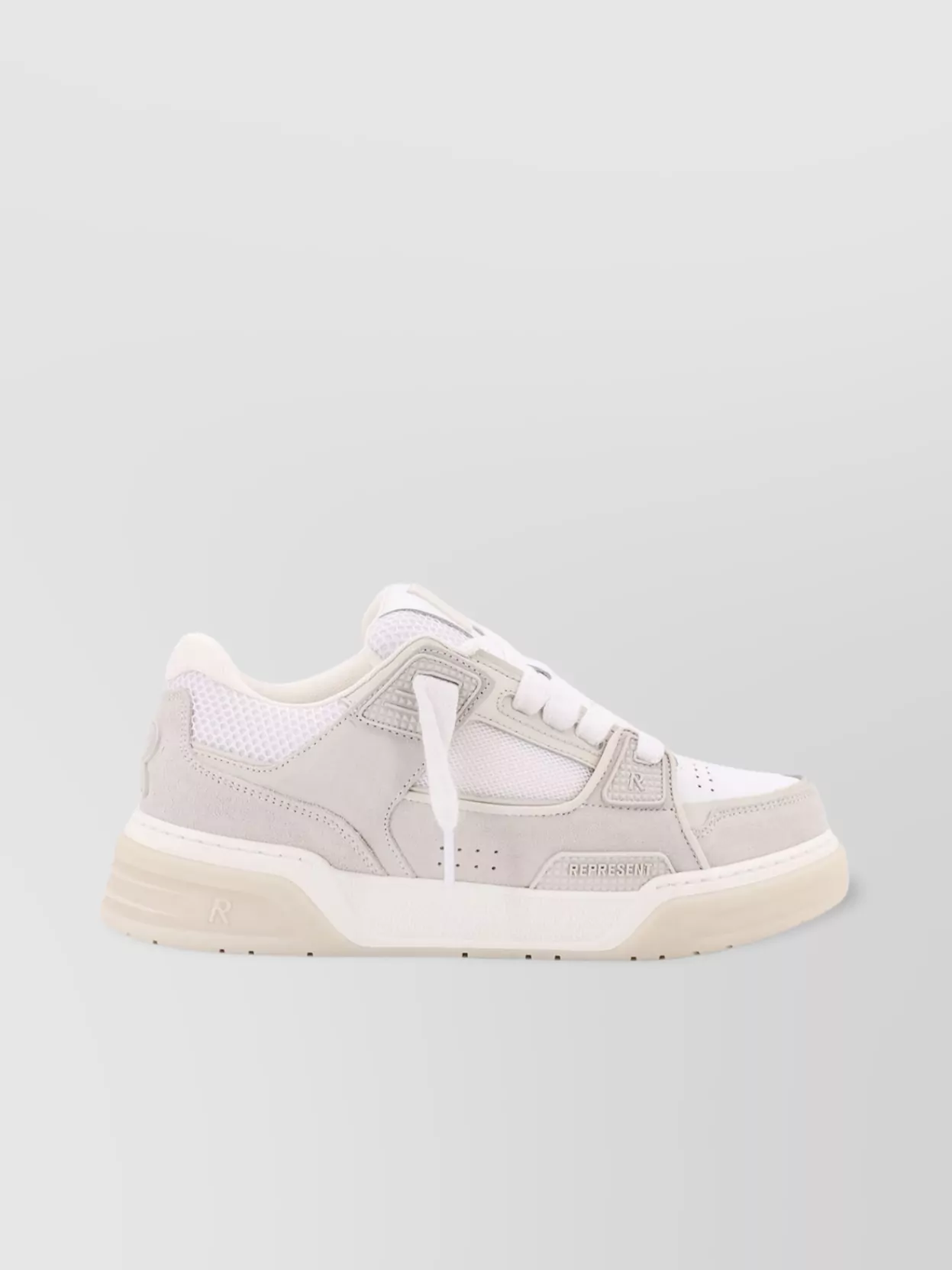 Represent Mesh And Suede Low-Top Sneakers With Perforated Design