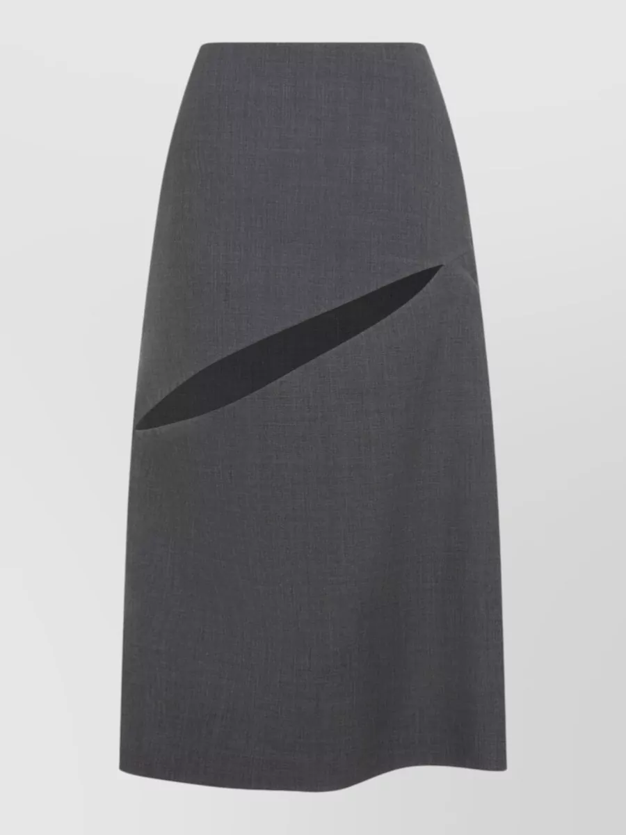 Jil Sander Wool Silk Cutout Midi Skirt
