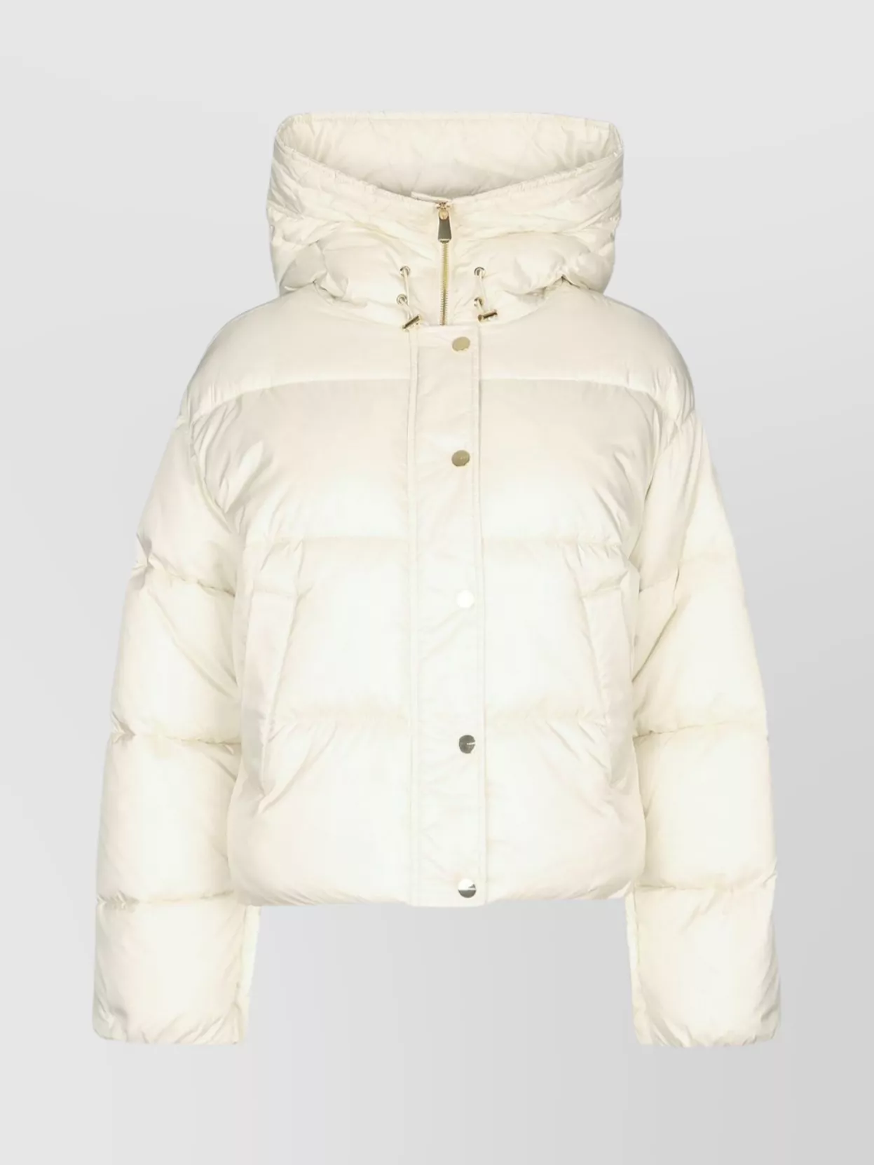 Pinko Quilted Hooded Jacket Front Pockets In White