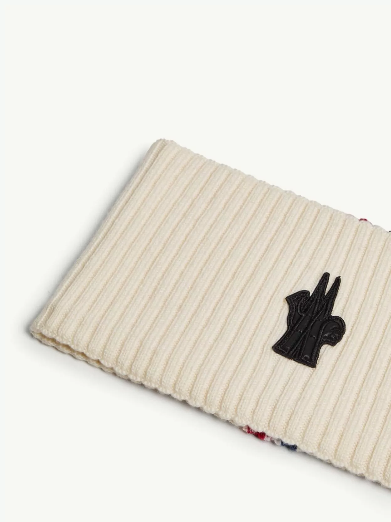 Moncler Fine Wool Headband Tricolor Stripe In Neutral
