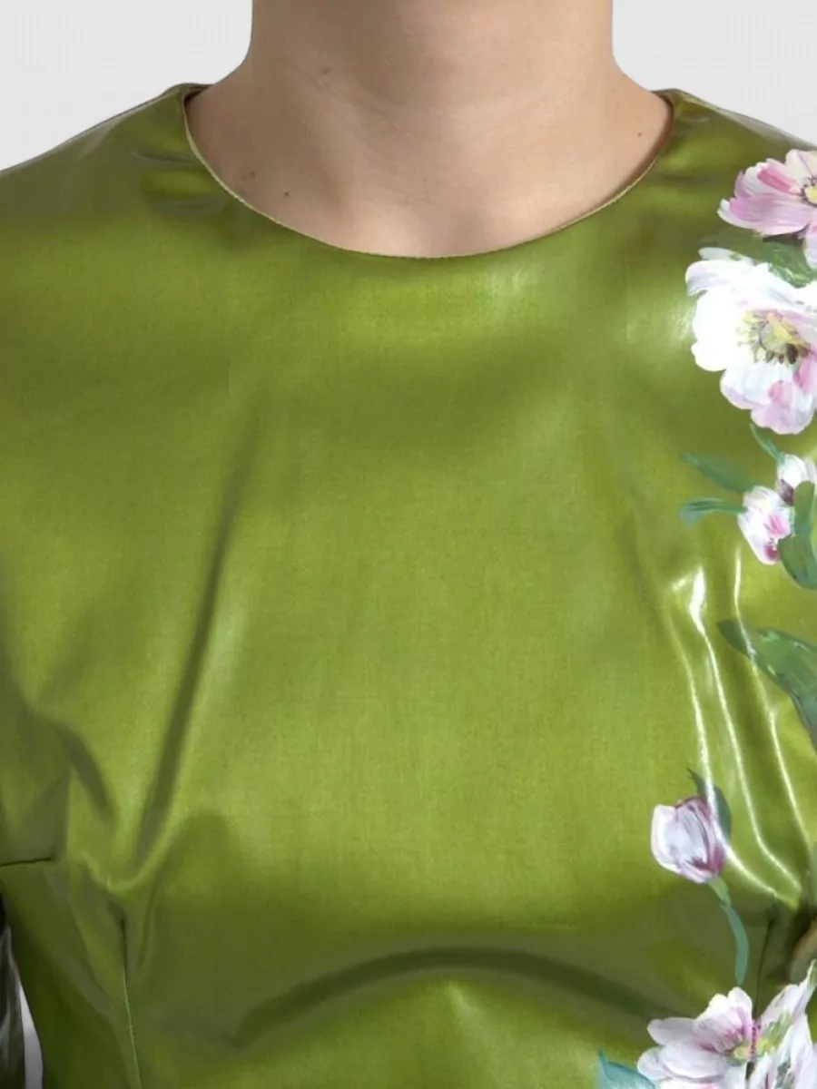 Dolce&Gabbana Silk Floral-Embellished Sheath Midi Dress