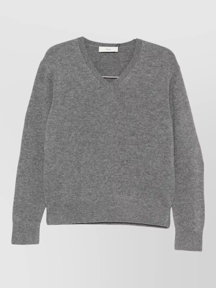 Dunst cashmere wool ribbed v-neck long-sleeve jumper
