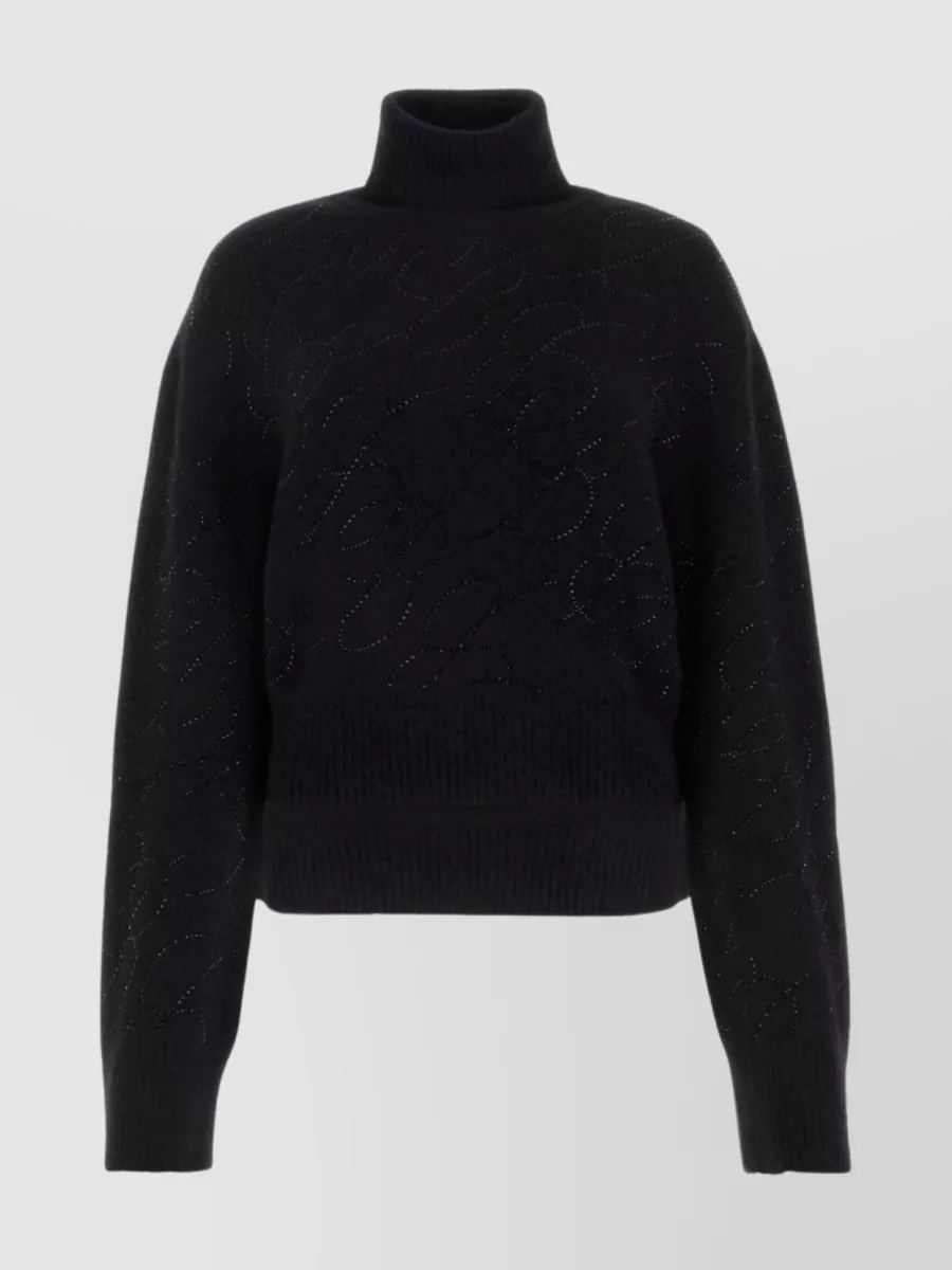 Shop Blumarine Ribbed Alpaca Blend Sweater With Cropped Cut In Black